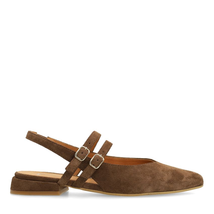 Manfield x Gabriela - Bruine suède slingbacks