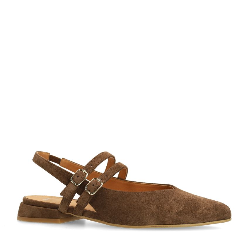 Manfield x Gabriela - Bruine suède slingbacks