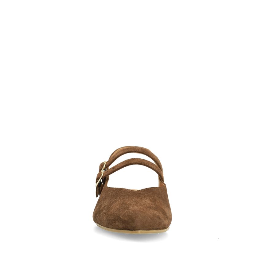 Manfield X Gabriela - braune Veloursleder-Slingbacks
