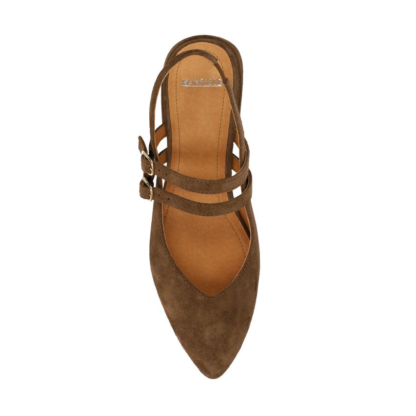 Manfield x Gabriela - Bruine suède slingbacks