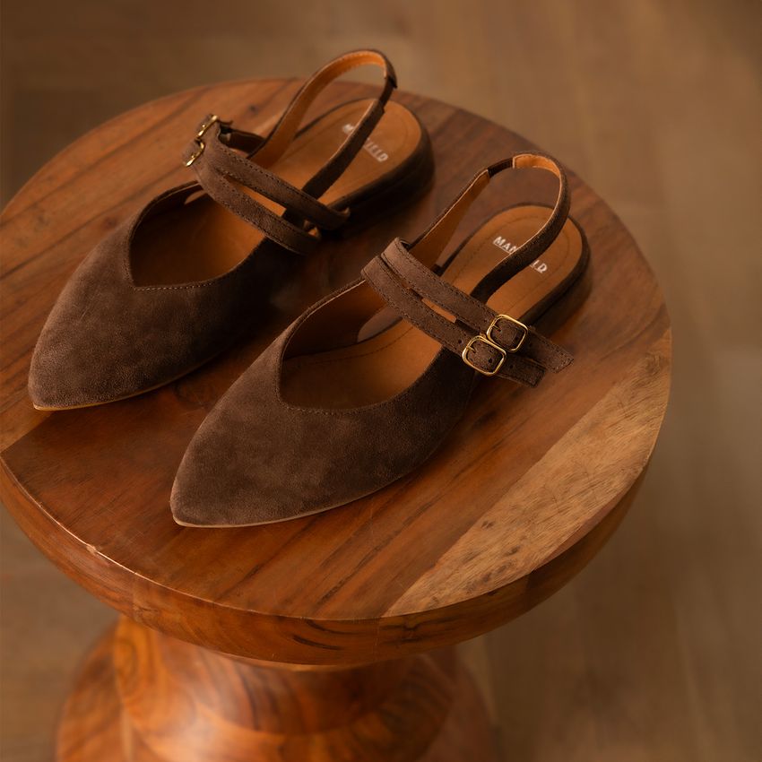 Manfield x Gabriela - Bruine suède slingbacks