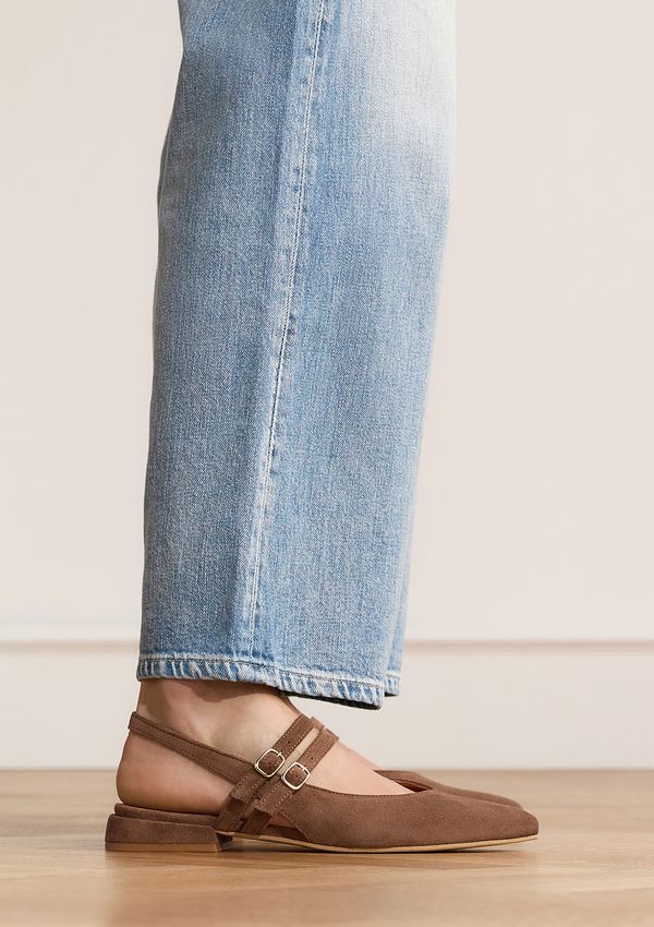 Manfield X Gabriela - braune Veloursleder-Slingbacks