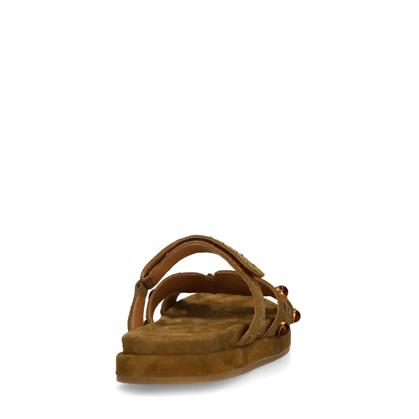 Bruine suède slippers met bandje