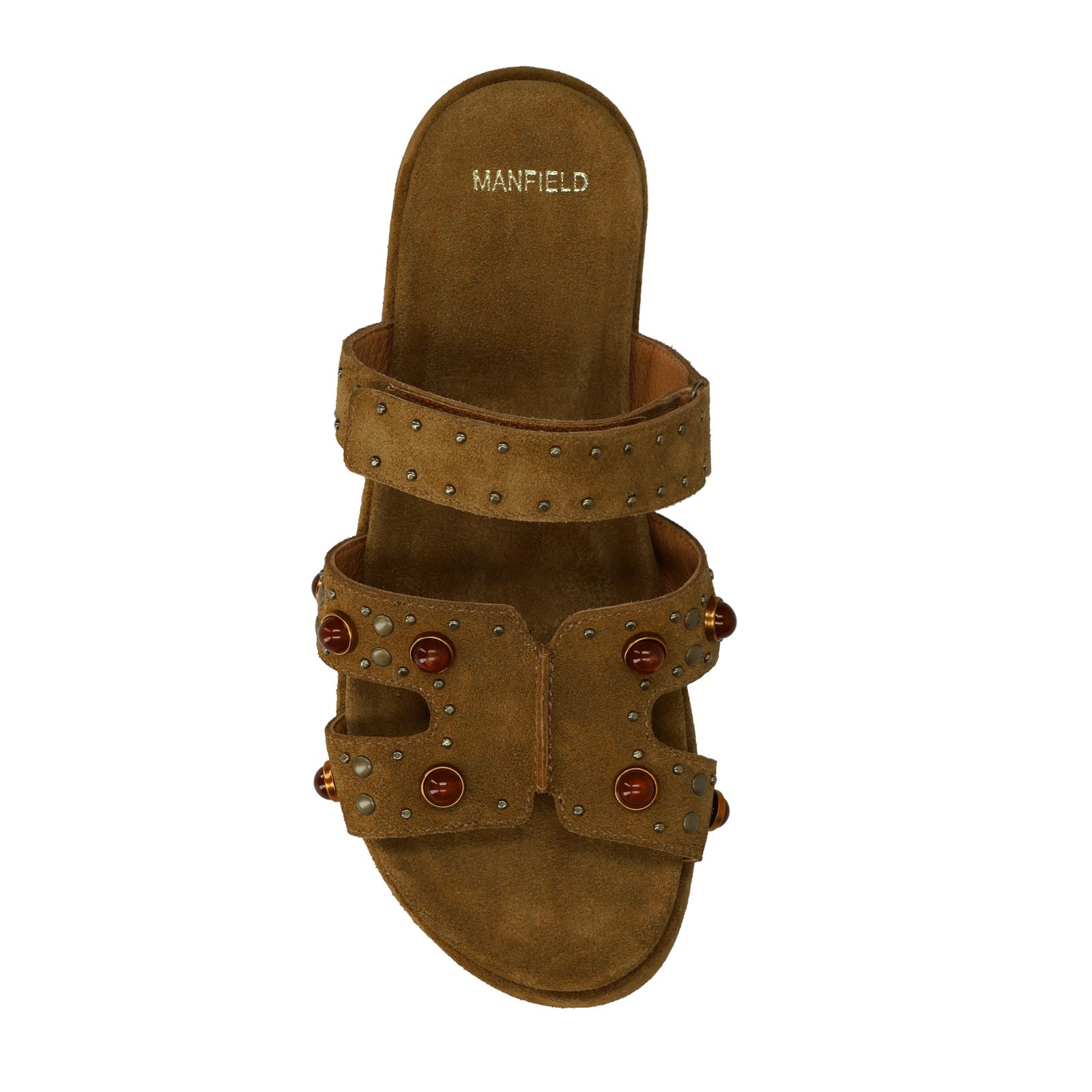 Bruine suède slippers met bandje