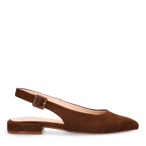 Taupefarbene Slingbacks aus Veloursleder
