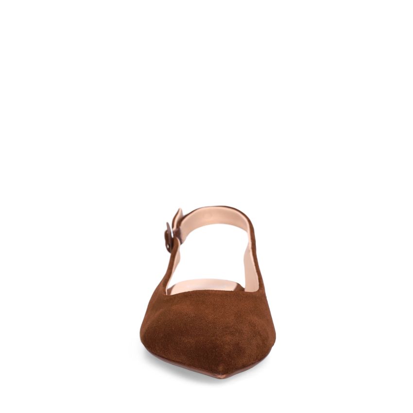 Taupefarbene Slingbacks aus Veloursleder