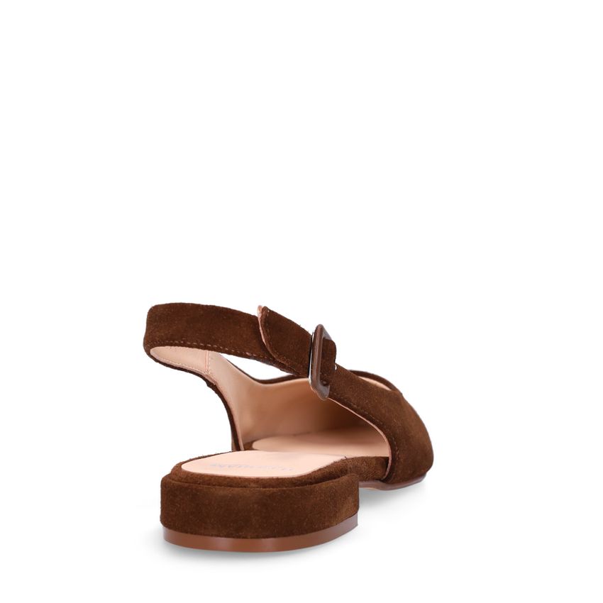 Taupefarbene Slingbacks aus Veloursleder