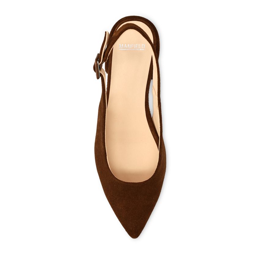 Taupefarbene Slingbacks aus Veloursleder