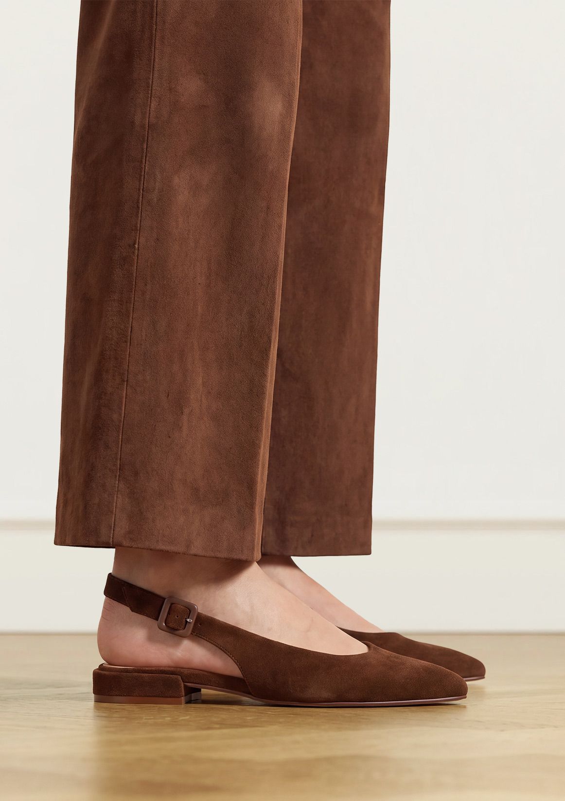Bruine suède slingbacks