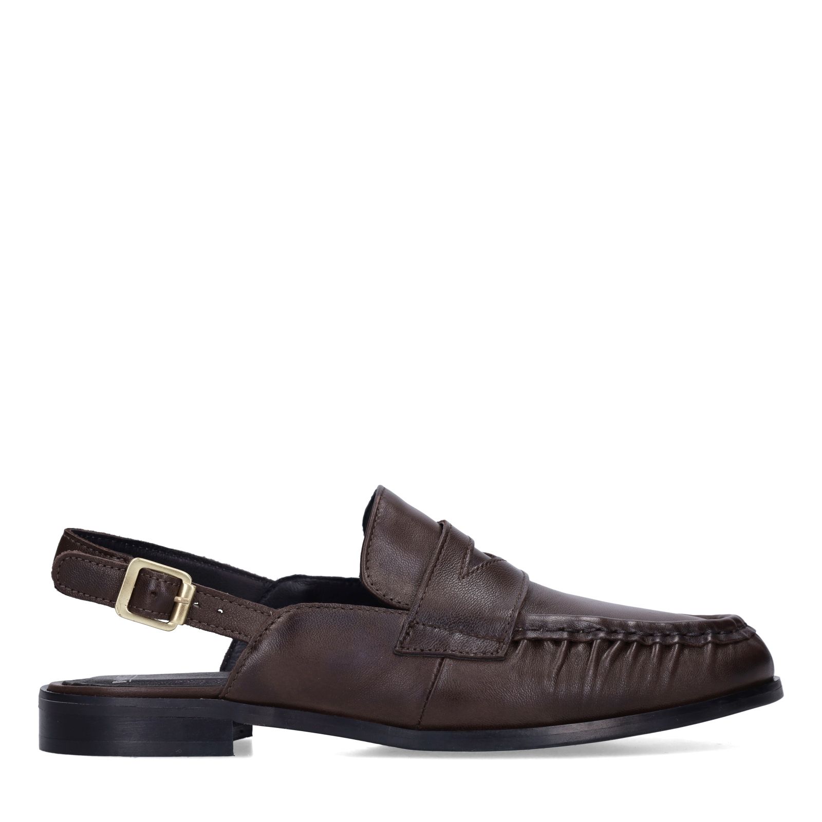 Donkerbruine leren slingback loafers