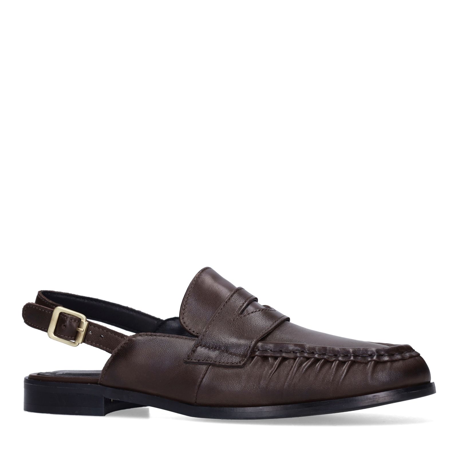Donkerbruine leren slingback loafers