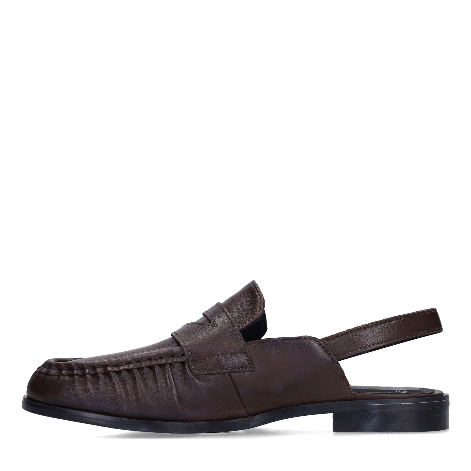 Donkerbruine leren slingback loafers