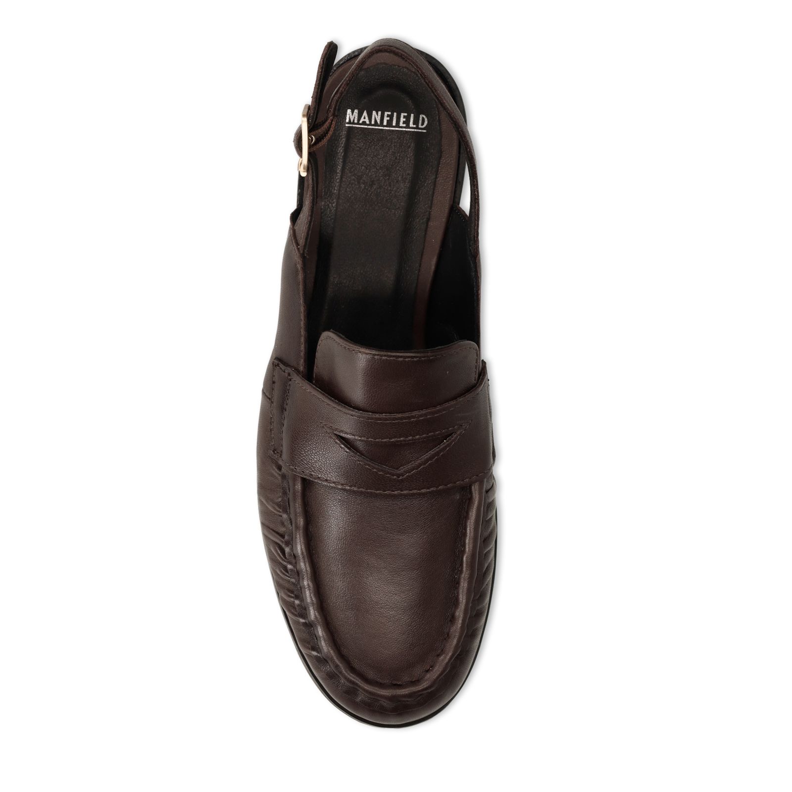 Donkerbruine leren slingback loafers