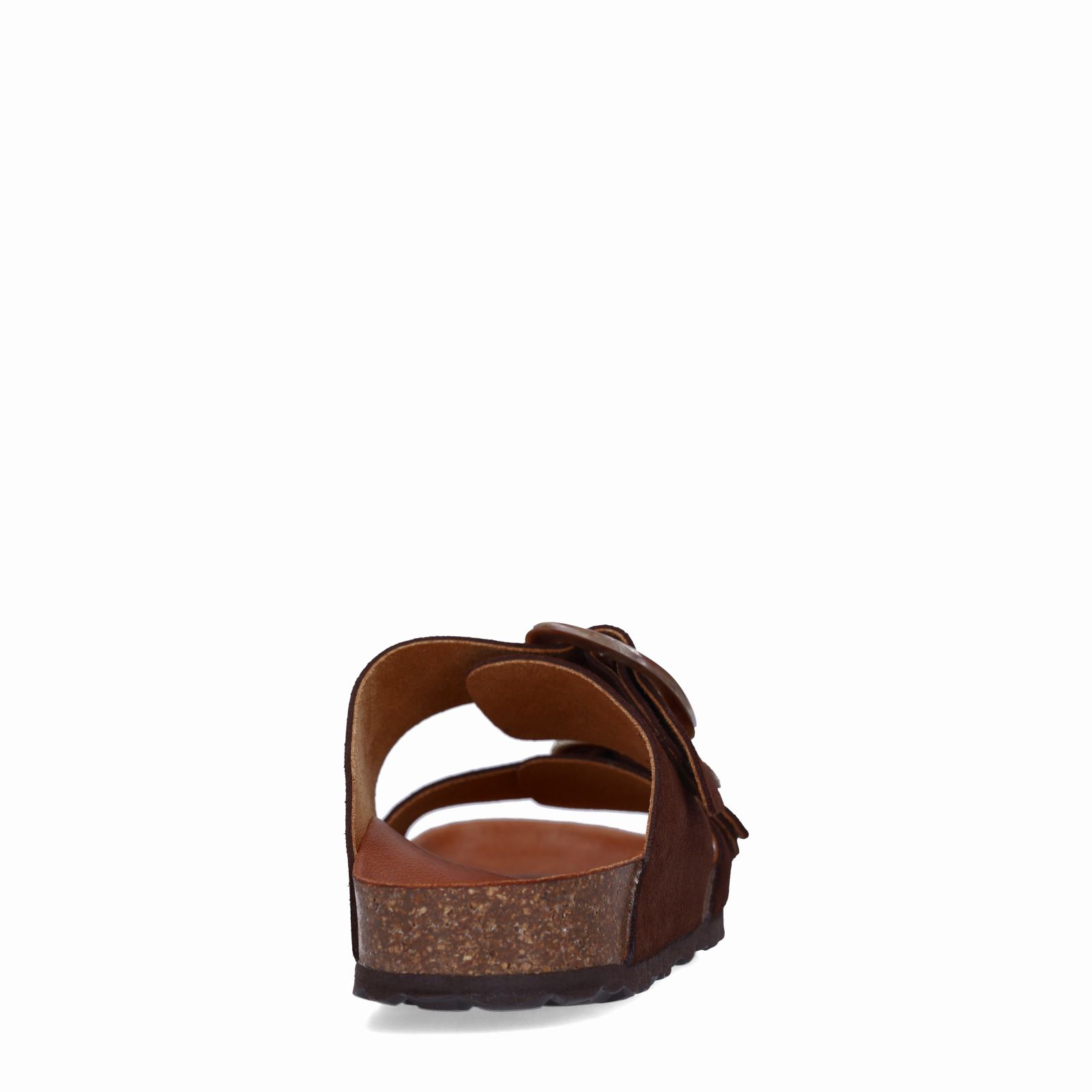 Bruine suède slippers met gesp