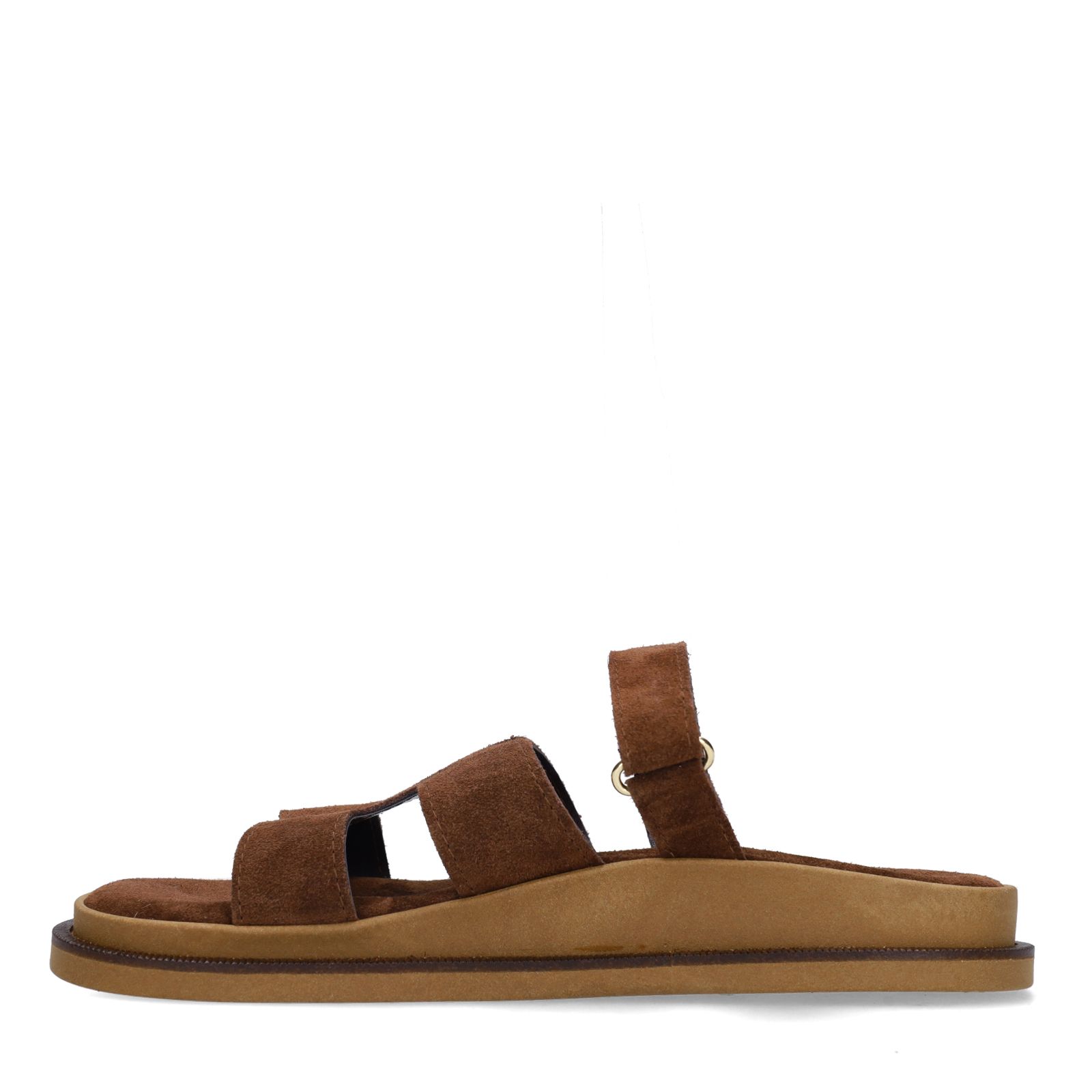 Bruine suède slippers met bandje