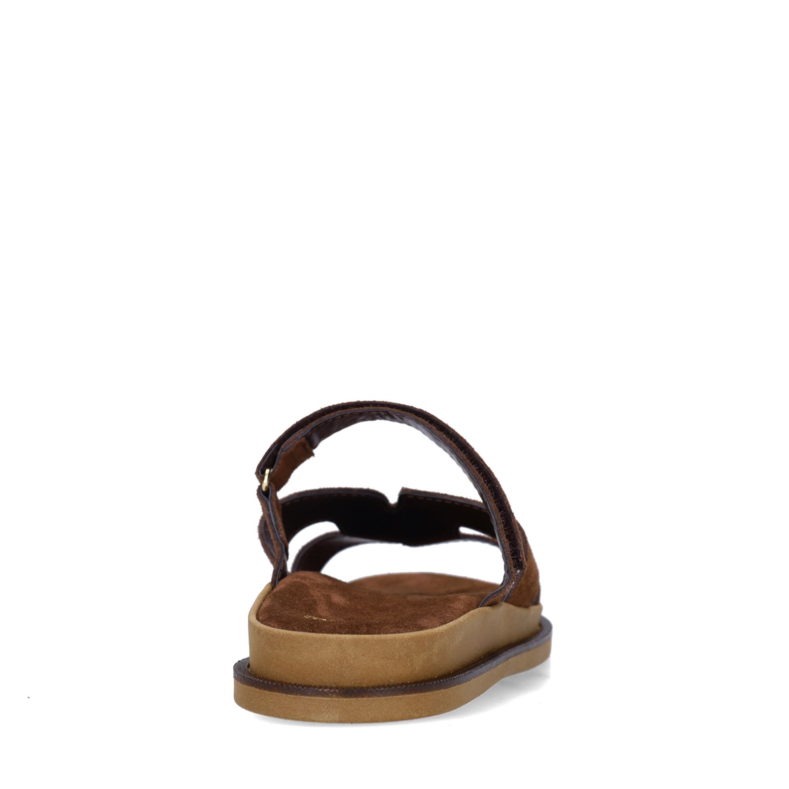 Bruine suède slippers met bandje