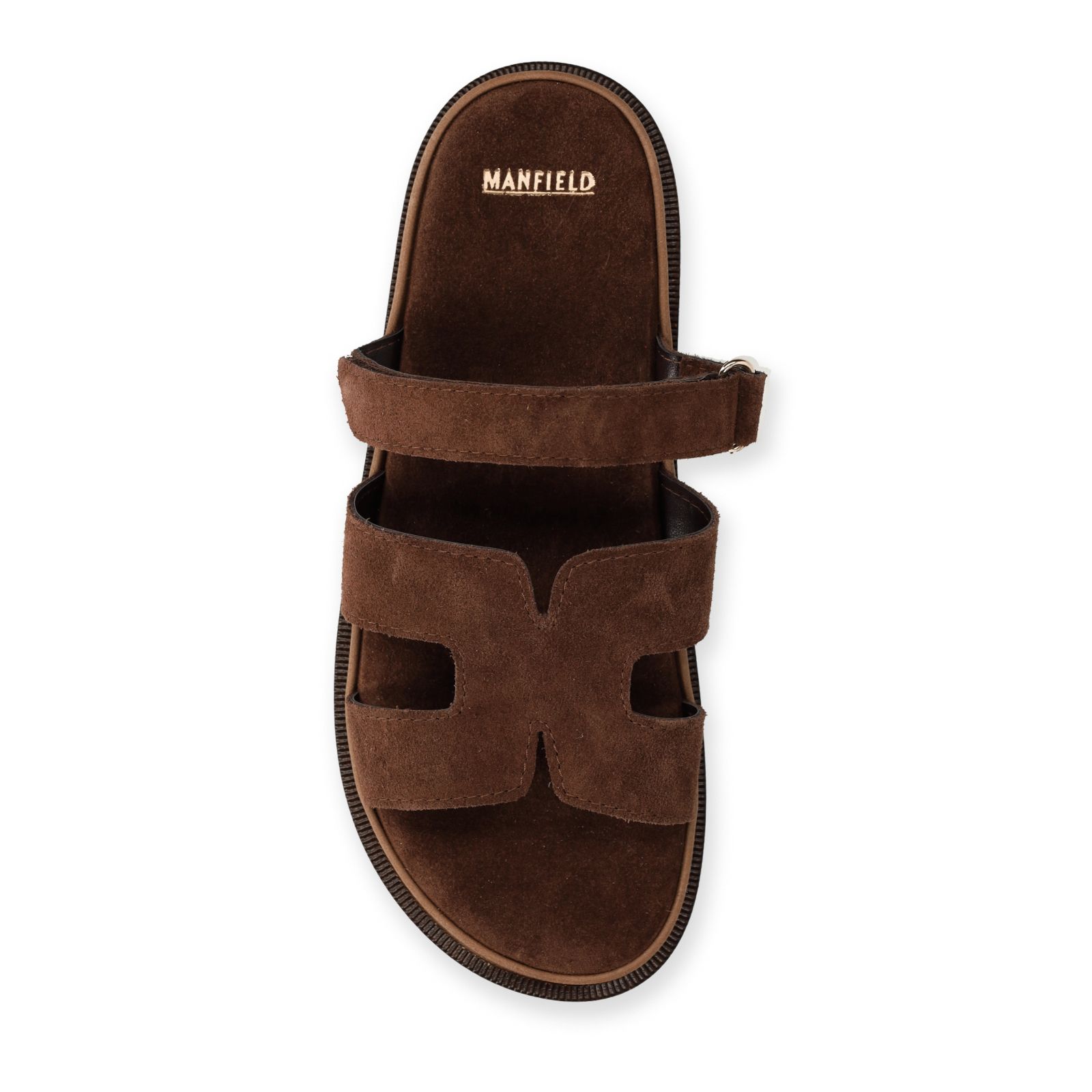 Bruine suède slippers met bandje