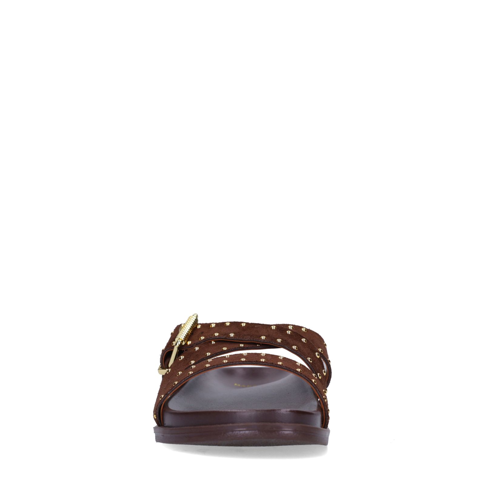 Braune Veloursleder-Sandalen mit Nieten