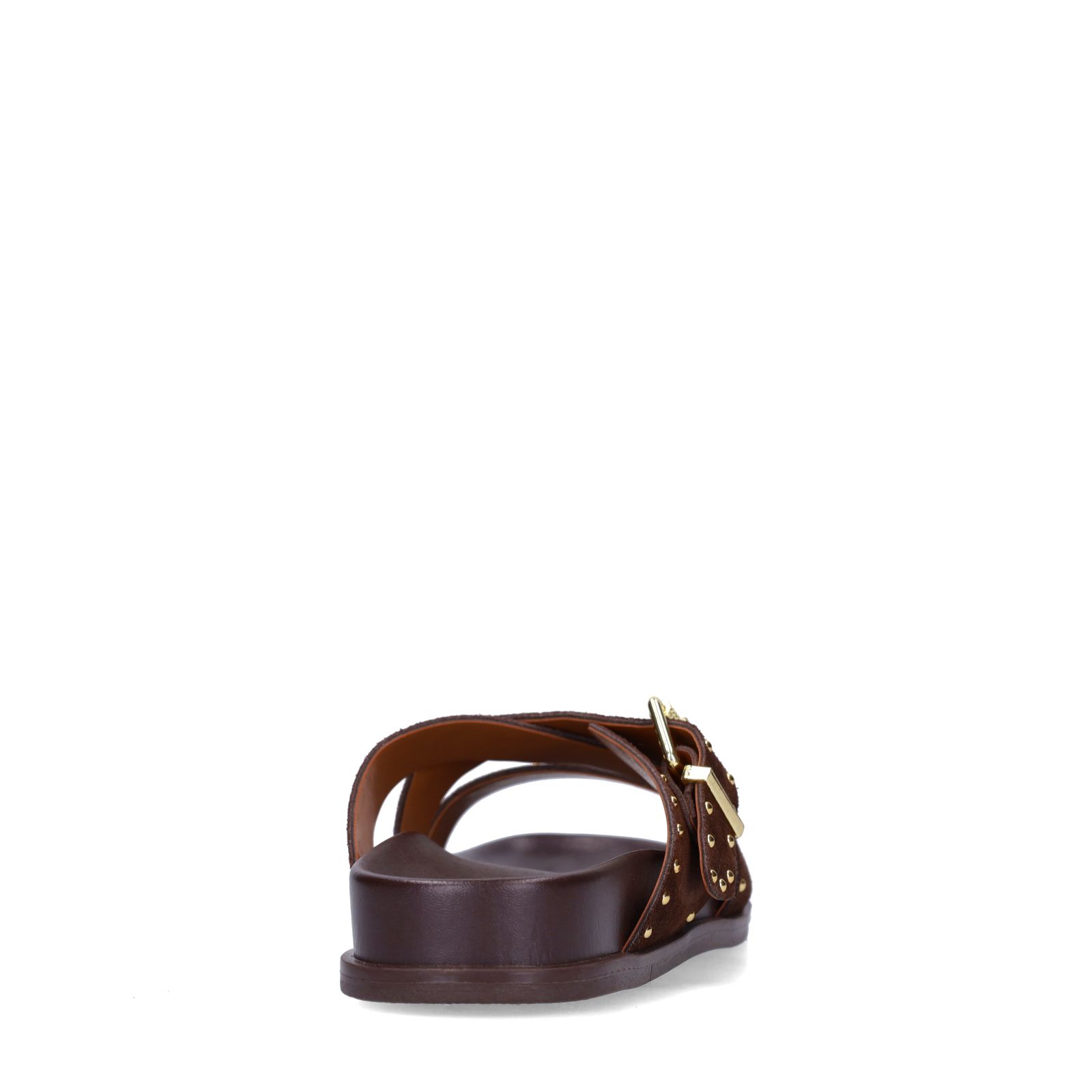 Braune Veloursleder-Sandalen mit Nieten
