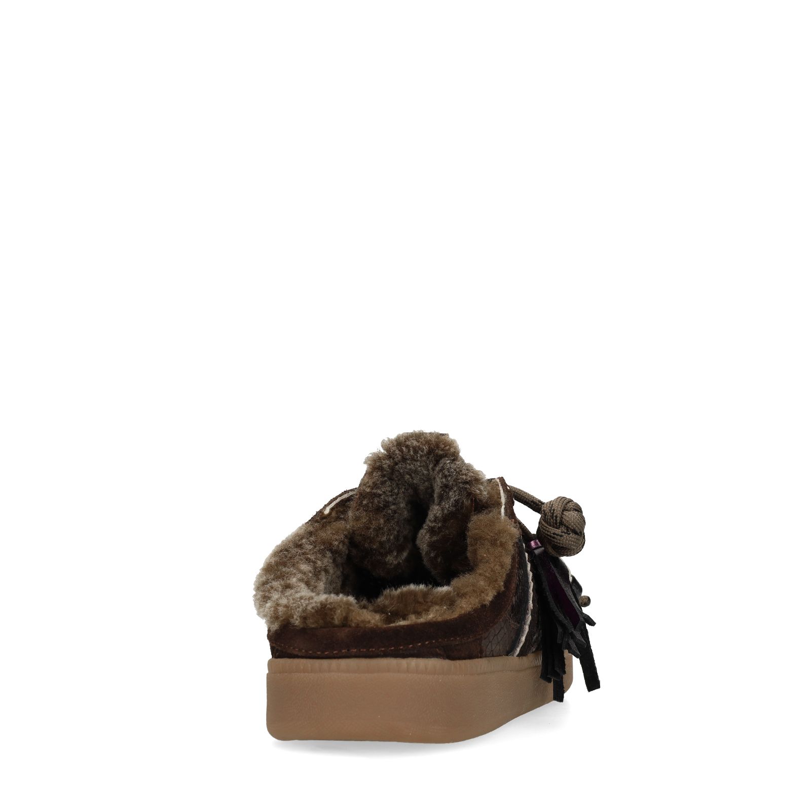 Donkerbruine leren instap sneakers met voering