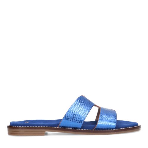 Blauwe metallic slippers