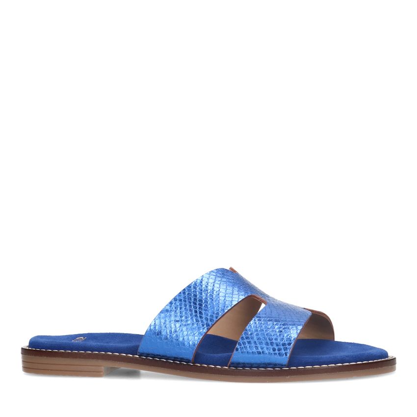 Blauwe metallic slippers