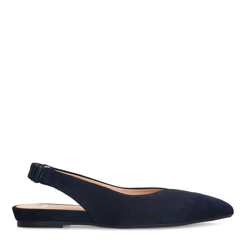 Donkerblauwe suède slingbacks