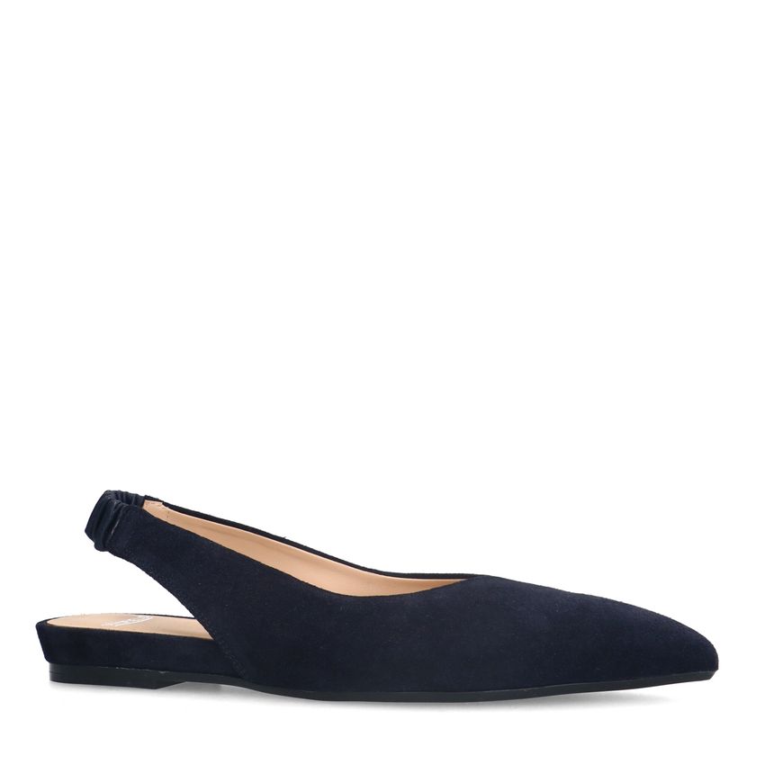 Donkerblauwe suède slingbacks