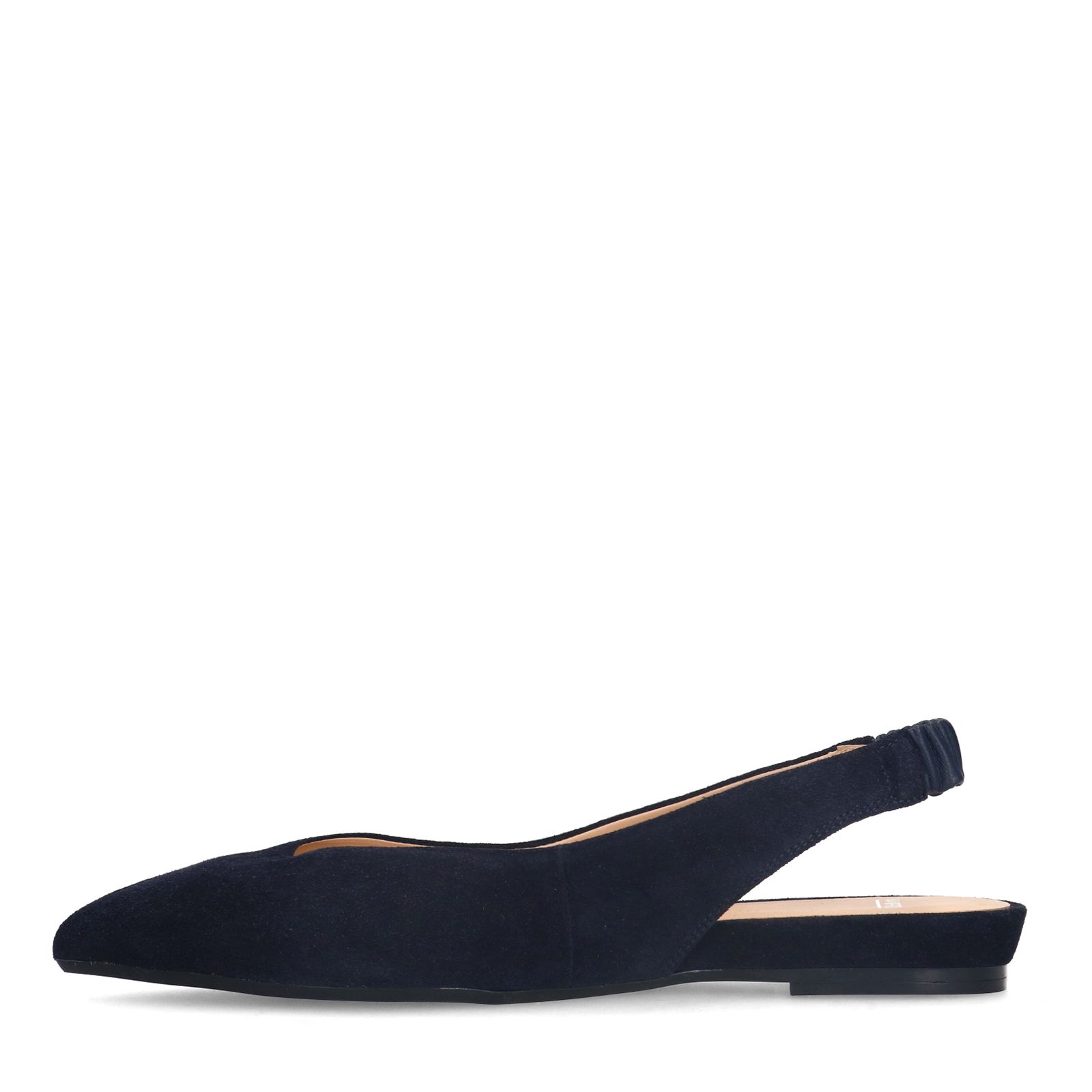 Donkerblauwe suède slingbacks