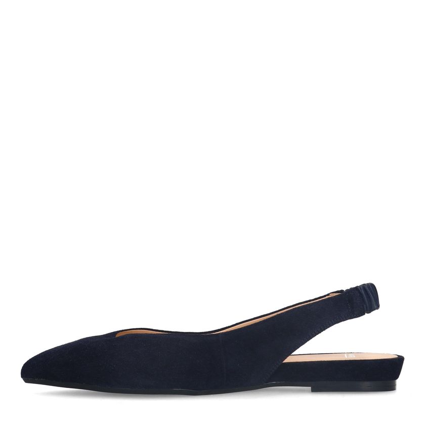 Donkerblauwe suède slingbacks