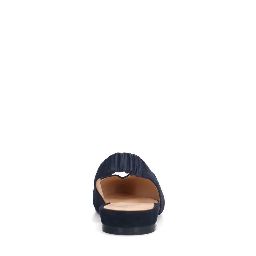 Donkerblauwe suède slingbacks