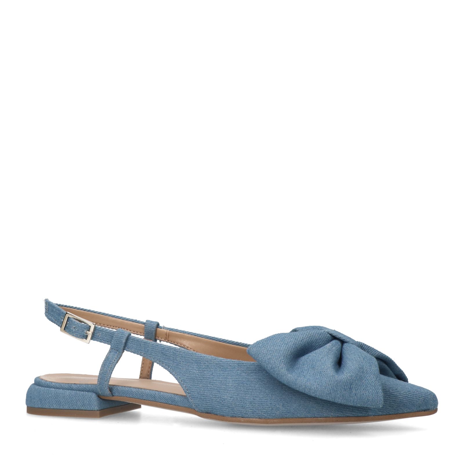 Denim slingbacks met strik