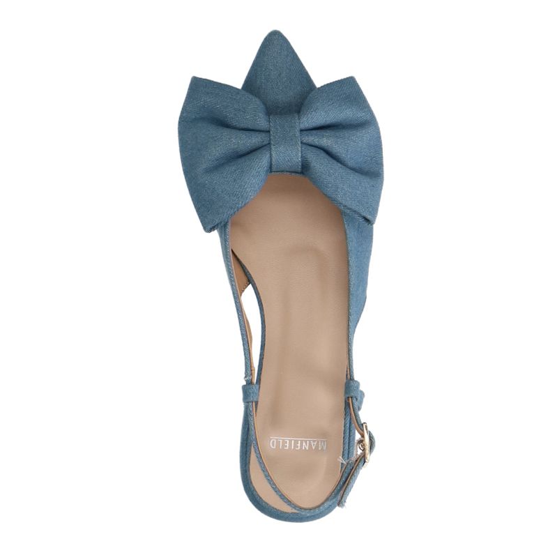 Denim slingbacks met strik