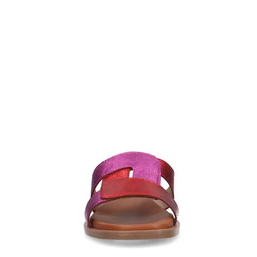 Roze metallic leren slippers