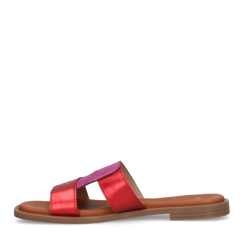 Roze metallic leren slippers