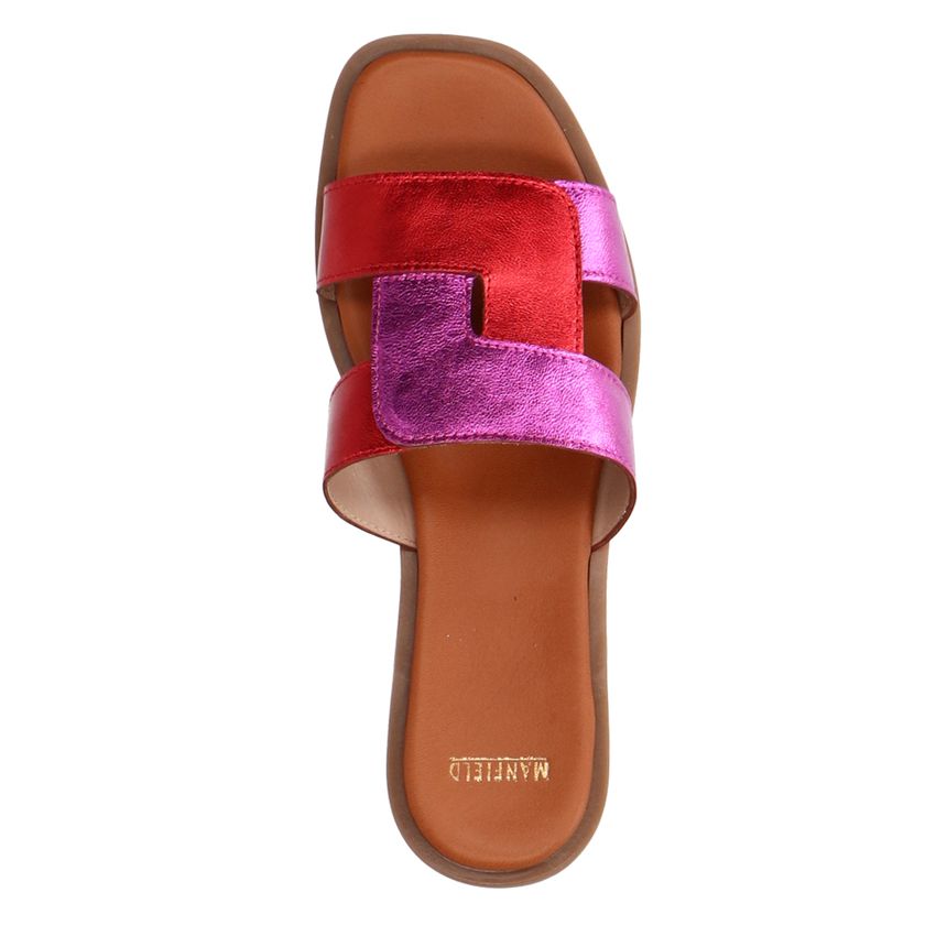 Roze metallic leren slippers