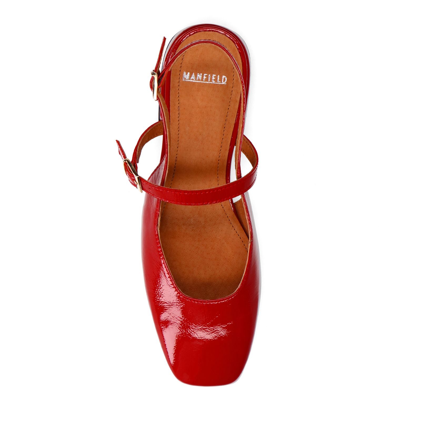 Rote Slingbacks aus Lackleder