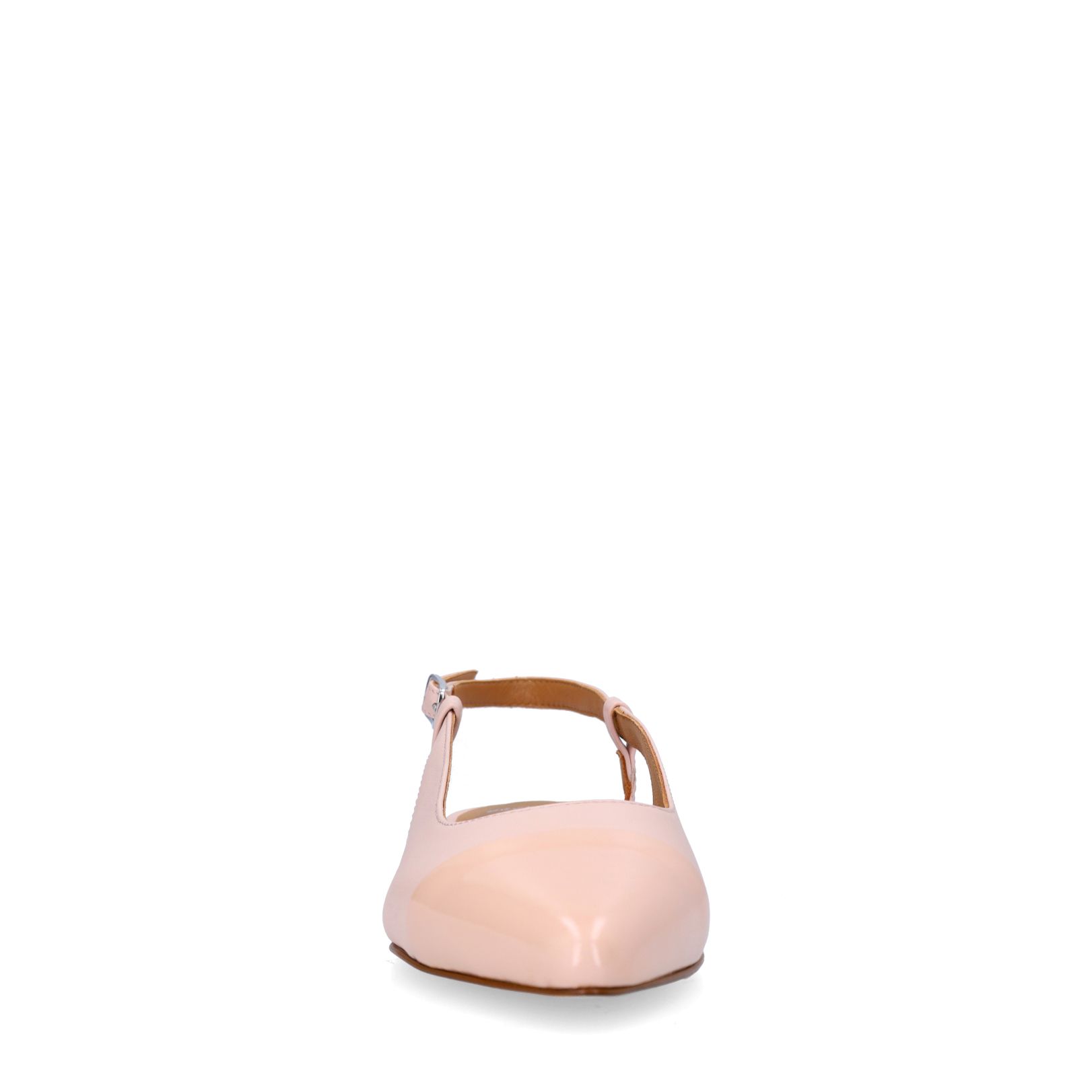 Roze leren slingbacks met lakleren neus