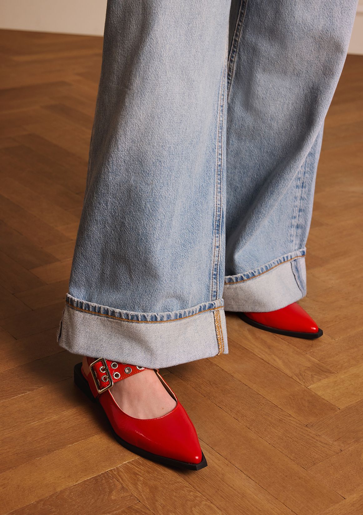 Rode lakleren slingbacks