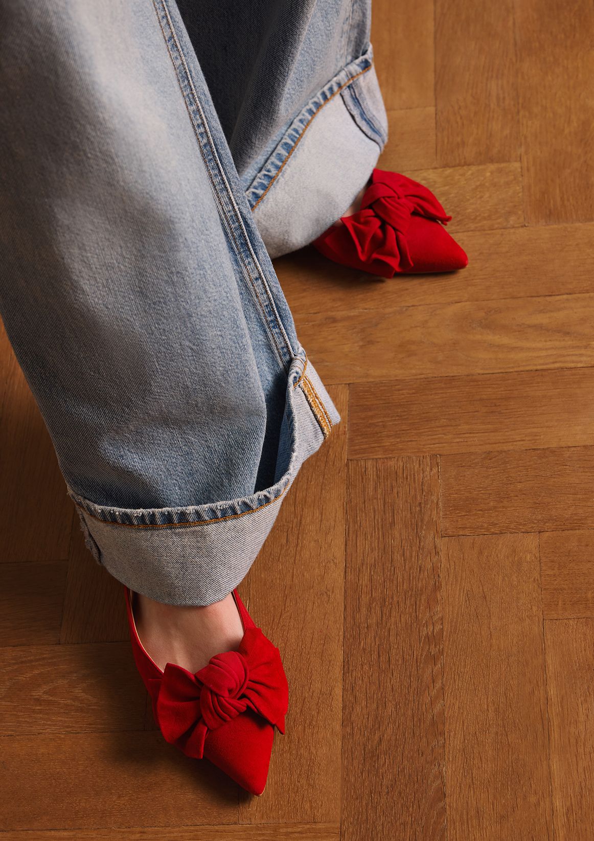 Rode suède slingbacks