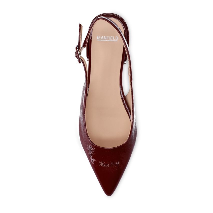 Bordeauxrote Slingbacks aus Lackleder