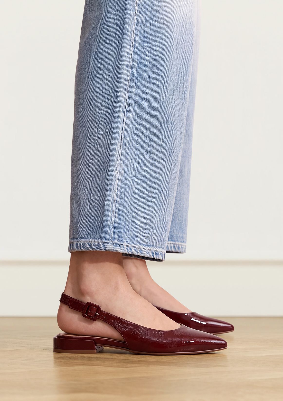 Bordeaux rode lakleren slingbacks
