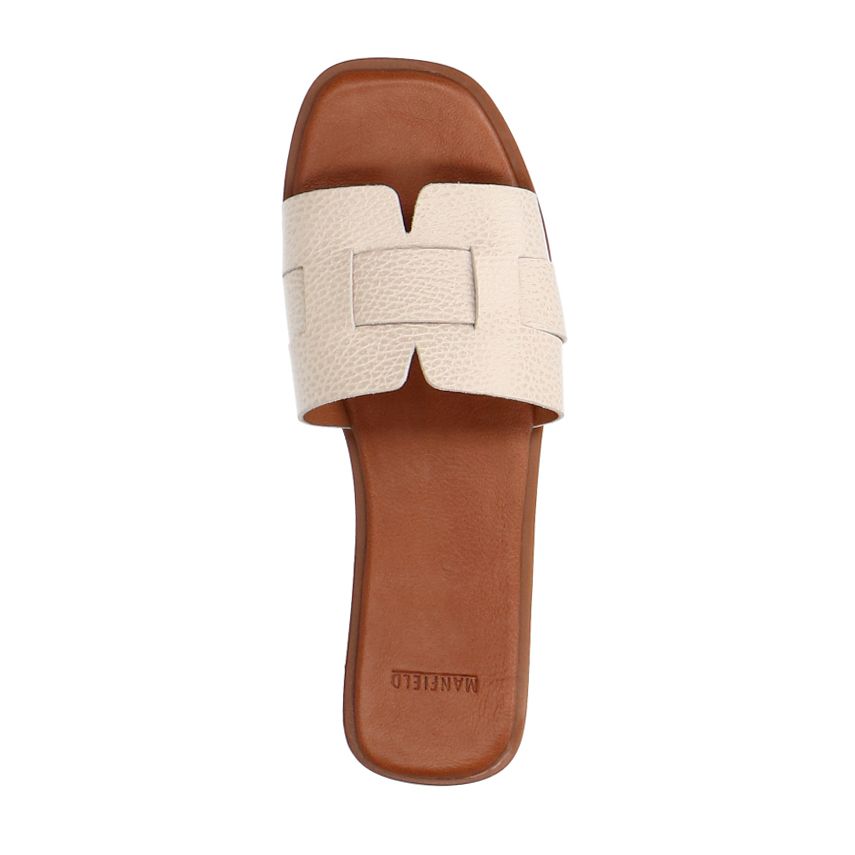 Witte gevlochten leren slippers