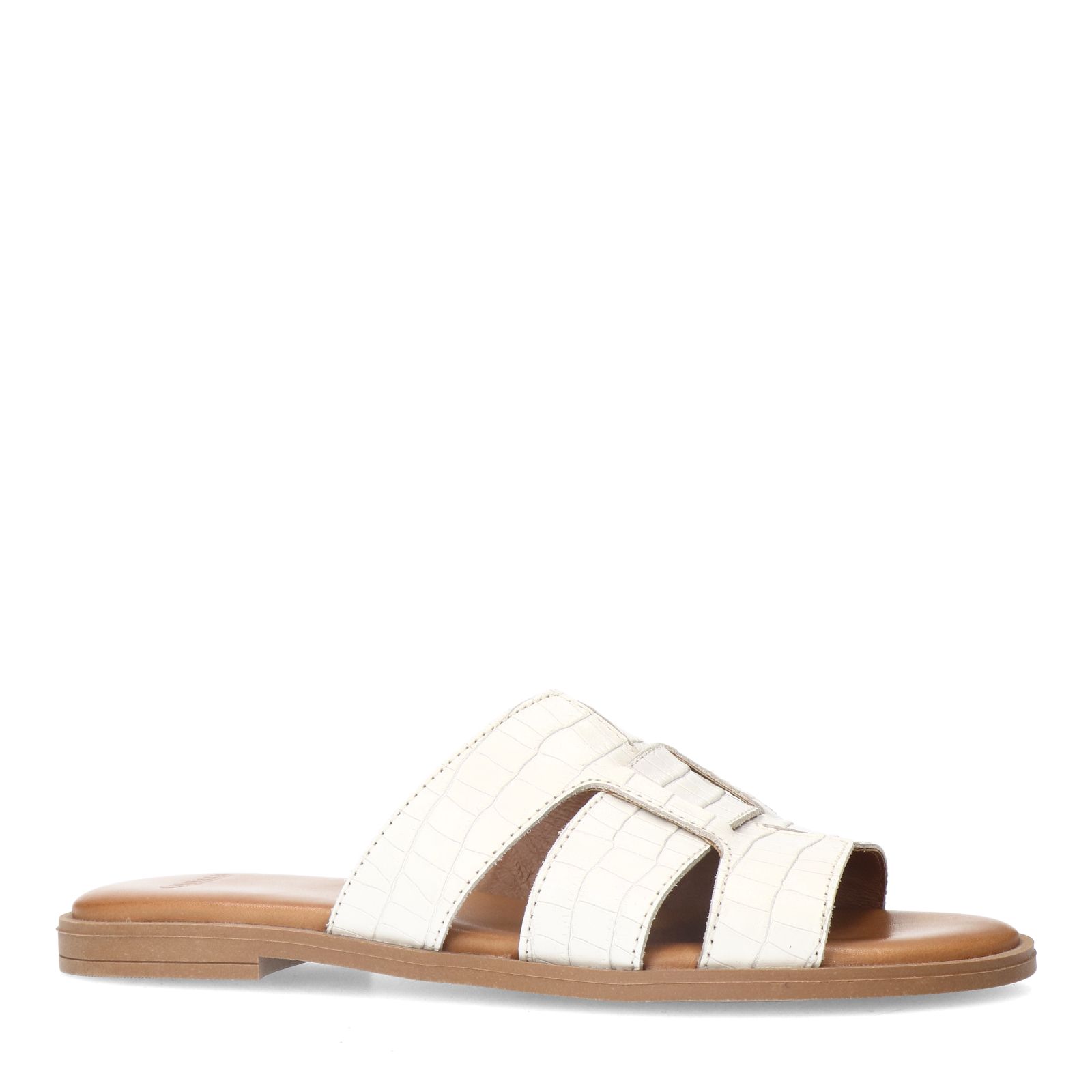 Witte leren croco slippers