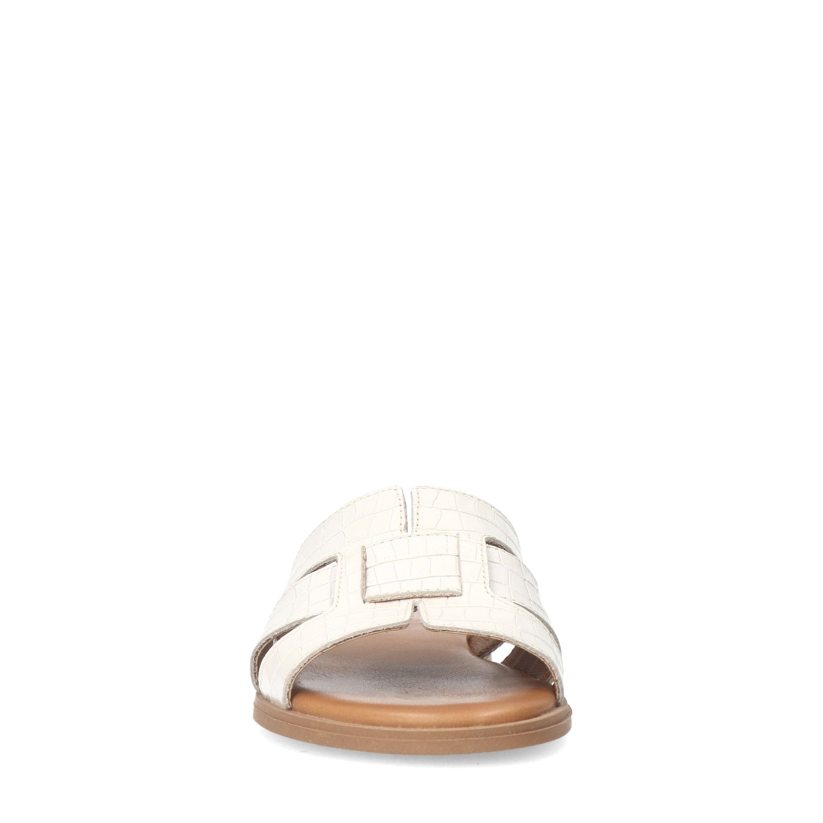 Witte leren croco slippers