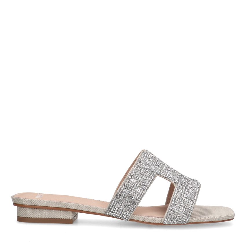 Zilveren glitter slippers