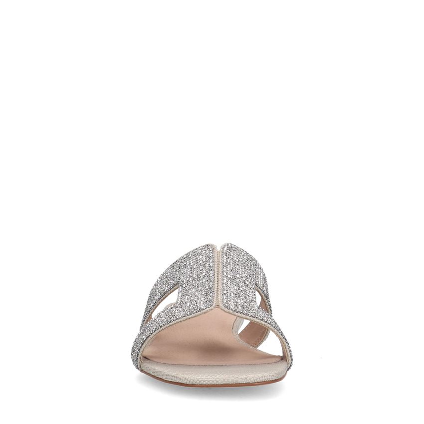 Zilveren glitter slippers