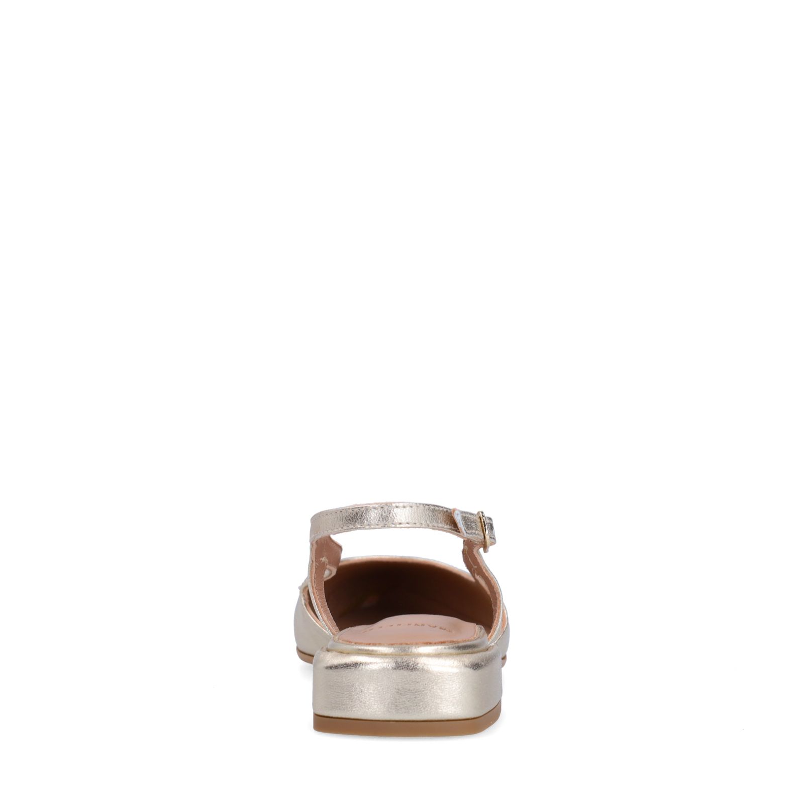Gouden leren slingbacks met zilverkleurig detail