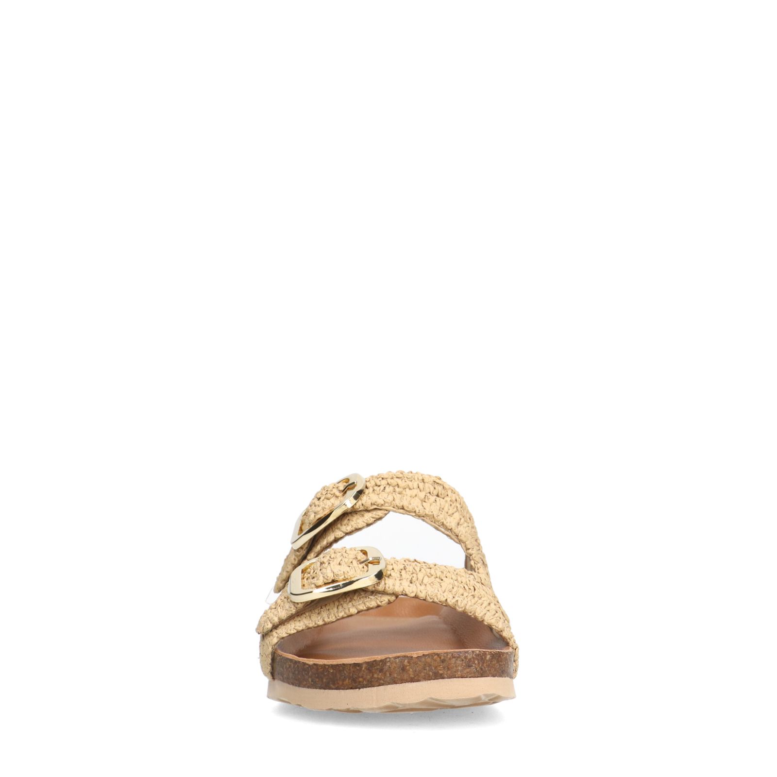 Beige raffia slippers