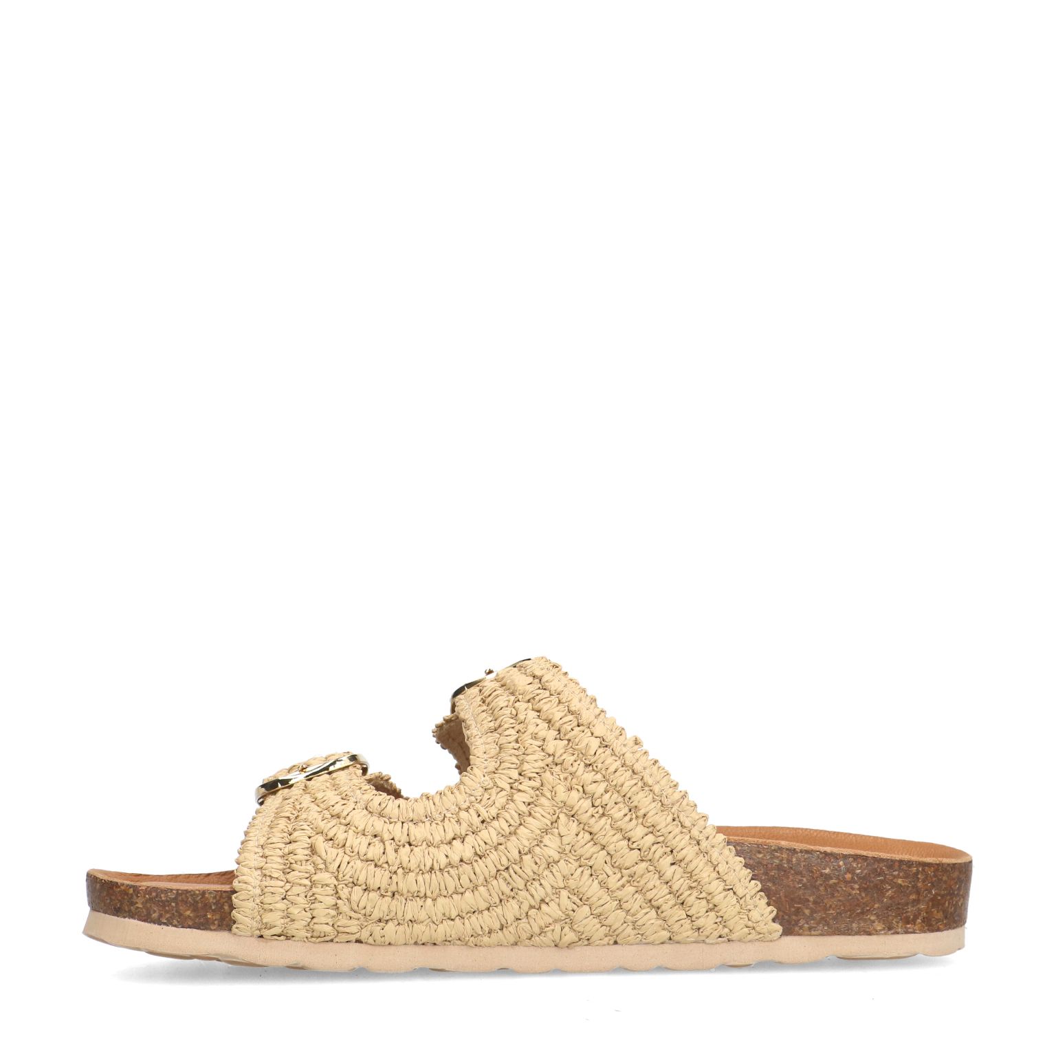Beige raffia slippers